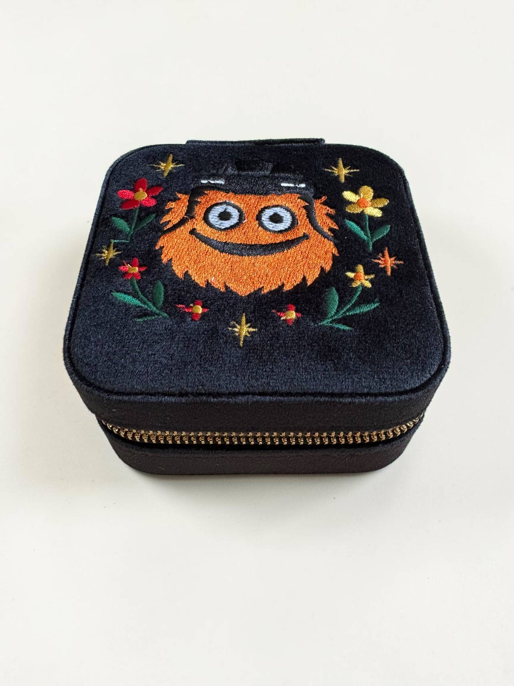 Philly Hockey Mascot Velvet Embroidered Jewelry Travel Case